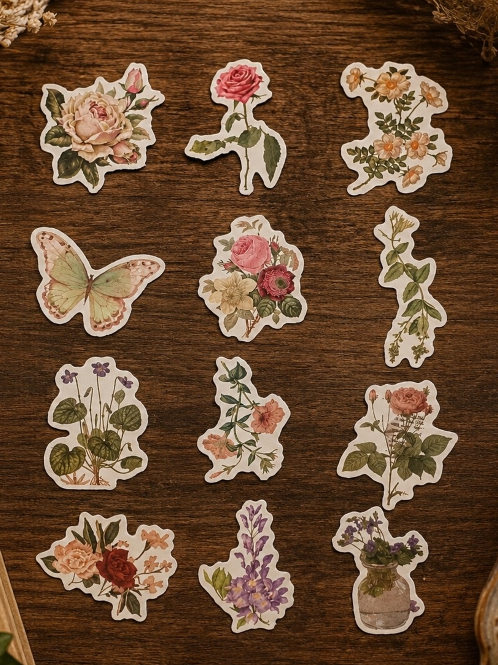 3/$15 Floral Vintage Stickers Roses Butterflies Lavender New